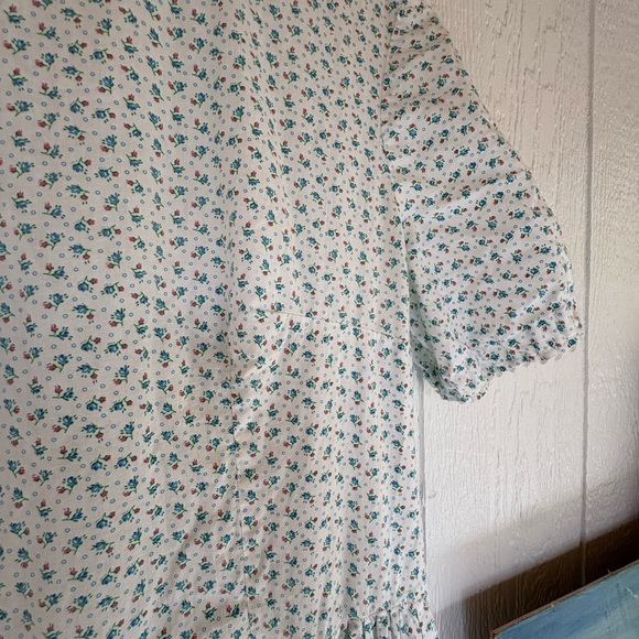 Vintage Blue Ditsy Floral Prairie Dress Large - Picture 5 of 10